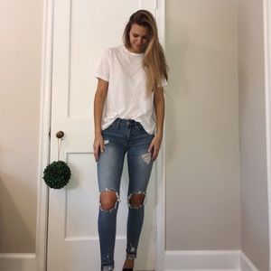 Lightly worn, light wash jeggings.